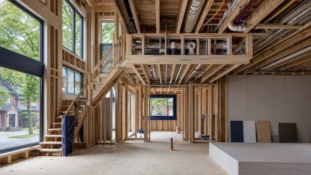 Custom home framing and mechanical systems requiring design coordination