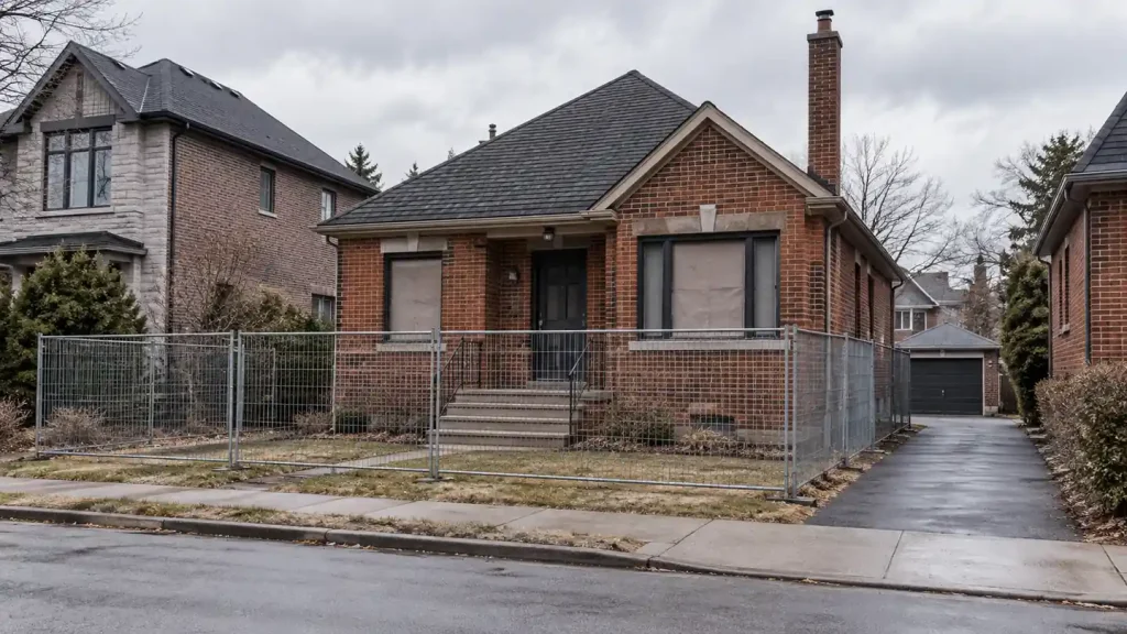 Older Toronto house awaiting demolition and rebuilding